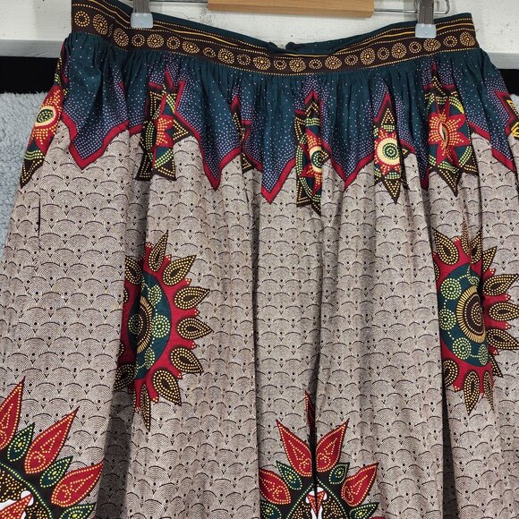 The African Shop Women's Size 18 Multicolor Ethnic Print Zip Full Maxi‎ Skirt - Picture 3 of 11